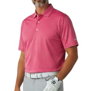 Donald Ross Polo Golf Pink Blue Stripes Men’s Shirt Sz L